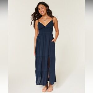 Hollister Embroidered Babydoll Maxi Dress